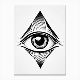 Abstract Expression, Symbol, Third Eye Simple Black & White Illustration 2 Canvas Print