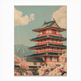 Chureito Pagoda Japan Mid Century Modern Canvas Print
