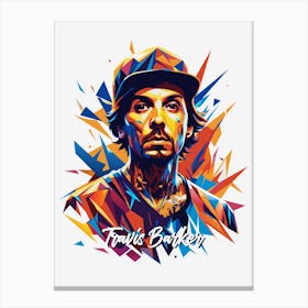 Travis Barker Blink 182 02 Portrait Music Icon WPAP Pop Art Style Canvas Print