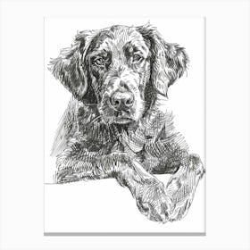 Flat Coated Retriever Dog Line Sketch  1 Canvas Print