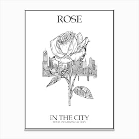 Rose In The City Line Drawing 1 Poster Canvas Print