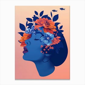 Woman With Flowers On Her Head 12 Canvas Print