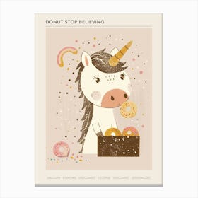 Unicorn & Rainbow Sprinkle Donuts 3 Poster Canvas Print