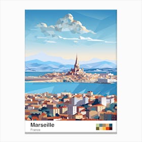 Marseille, France, Geometric Illustration 5 Poster Canvas Print