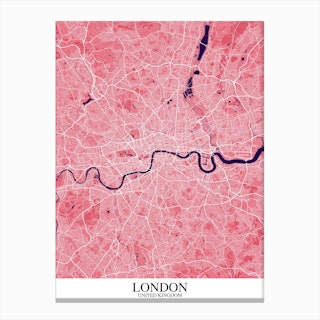 London Pink Purple Map Canvas Print