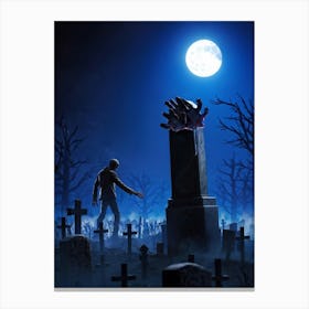 Zombies In The Cemetery 1 Canvas Print