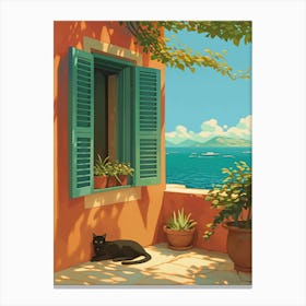 Open Window Overlooking Amalfi Coast Canvas Print