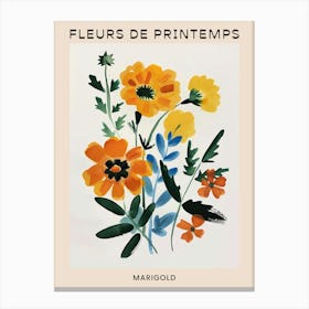 Spring Floral French Poster  Marigold 3 Canvas Print