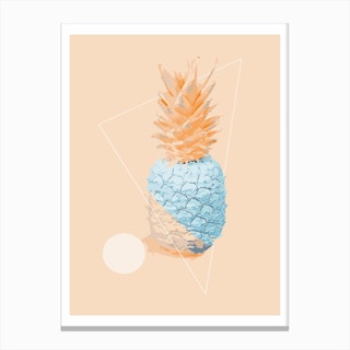 Orange and Neon Blue Pineapple Canvas Print