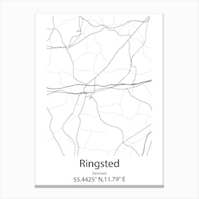 Ringsted,Denmark Minimalist Map Canvas Print