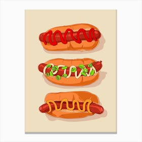 Hotdog Off White Canvas Print