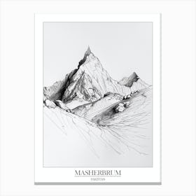 Masherbrum Pakistan Line Drawing 1 Poster Canvas Print