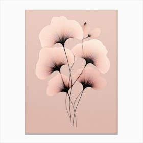 Pink Ginkgo Leaves 2 Canvas Print