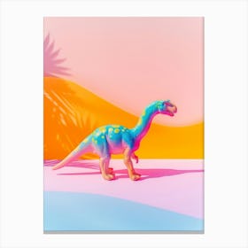 Colourful Toy Dinosaur Palm Tree Silhouette Canvas Print