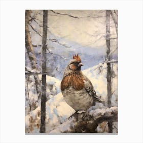 Vintage Winter Animal Painting Grouse 2 Canvas Print