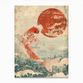 Koi Fish Japan Travel Mid Century Modern Canvas Print