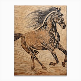 A Horse Painting In The Style Of Sgraffito 1 Canvas Print