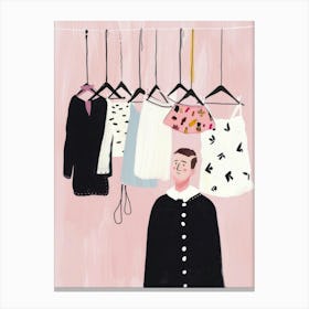 Man Hangs Clothes Canvas Print