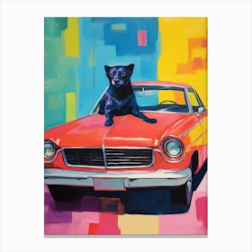 Chevrolet Chevelle Vintage Car With A Dog, Matisse Style Painting 2 Canvas Print