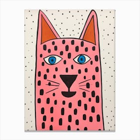 Pink Polka Dot Coyote 2 Canvas Print