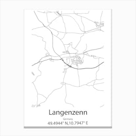 Langenzenn,Germany Minimalist Map Canvas Print