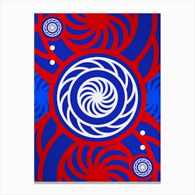 Geometric Abstract Glyph in White on Red and Blue Array n.0034 Canvas Print