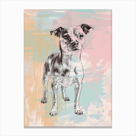 Terrier Dog Pastel Line Watercolour Illustration  1 Canvas Print
