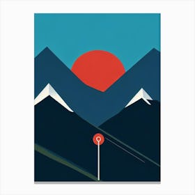 Heavenly, Usa Modern Illustration Skiing Poster Canvas Print