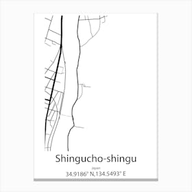 Shingucho Shingu,Japan Minimalist Map Canvas Print