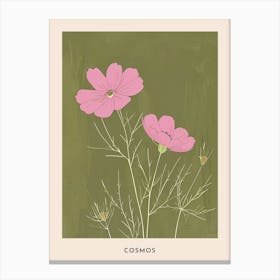Pink & Green Cosmos 2 Flower Poster Canvas Print