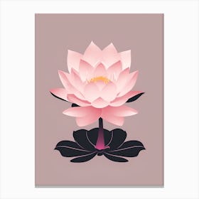 A Pink Lotus In Minimalist Style Vertical Composition 36 Canvas Print