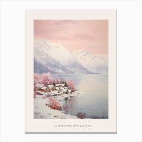 Dreamy Winter Painting Poster Queenstown New Zealand 3 Canvas Print