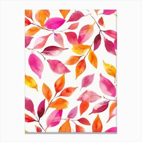 Watercolor Autumn Leaves Seamless Pattern Canvas Print