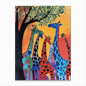 Abstract Giraffe Herd Under The Trees 4 Canvas Print