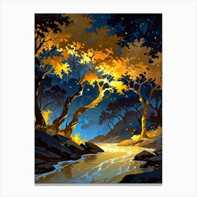 Night Forest Landscape Canvas Print