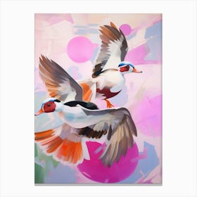 Pink Ethereal Bird Painting Bufflehead 1 Canvas Print