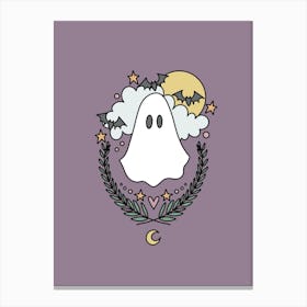 Cute Ghost | Eggplant Purple Canvas Print