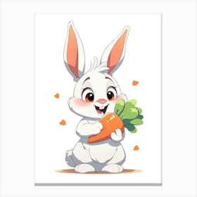 Cute Bunny Holding Carrot Canvas Print