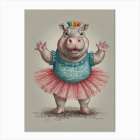 Hippo In Tutu Canvas Print