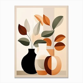 Vases And Leaves 4 Canvas Print