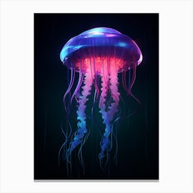Upside Down Jellyfish Neon 2 Canvas Print