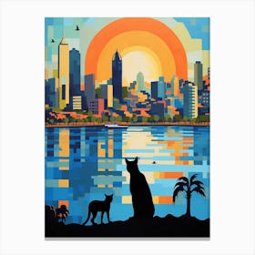San Diego, United States Skyline With A Cat 3 Canvas Print