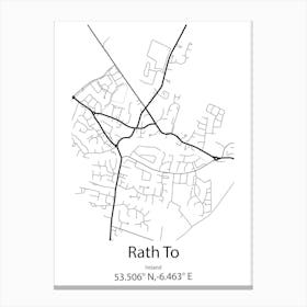 Rath To,Ireland Minimalist Map Canvas Print