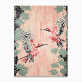 Vintage Japanese Inspired Bird Print Woodpecker 3 Canvas Print