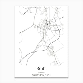 Bruhl,Germany Minimalist Map Canvas Print