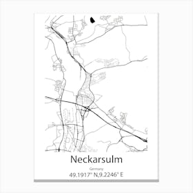 Neckarsulm,Germany Minimalist Map Canvas Print