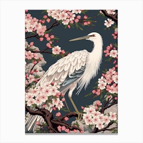 Cherry Blossom And Cranes 3 Vintage Japanese Botanical Canvas Print