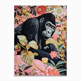 Floral Animal Painting Gorilla 4 Canvas Print