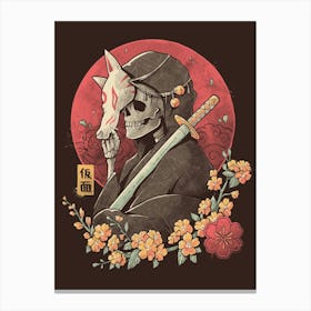 Oriental Death - Skull Sword Flowers Gift Canvas Print