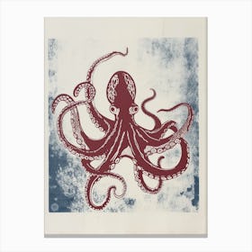 Octopus Dancing With Tentacles Linocut Inspired 3 Canvas Print